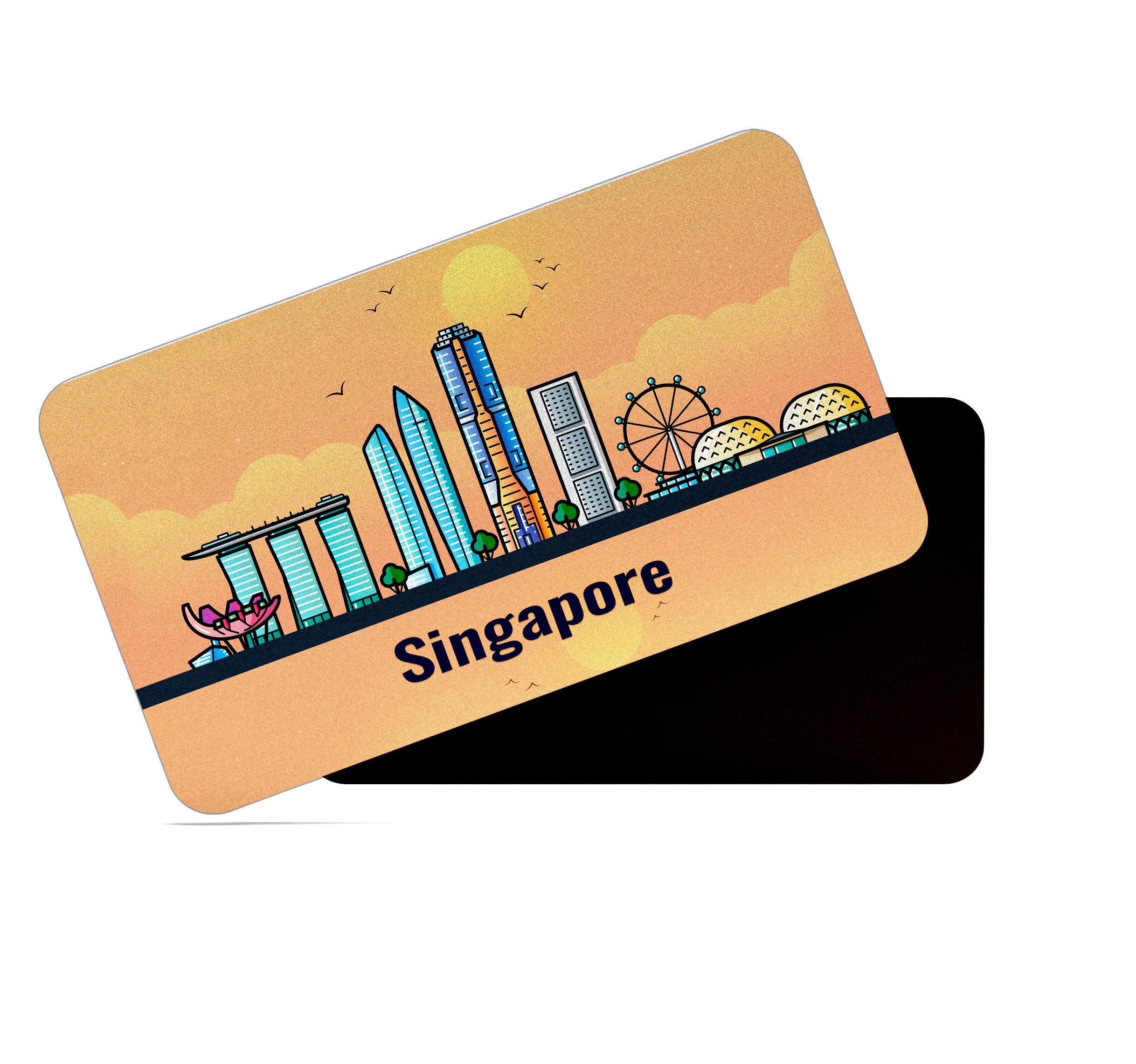 dhcrafts Rectangular Fridge Magnet Orange Singapore Singapore Design Pack of 1 (8.6cm x 5.4cm)